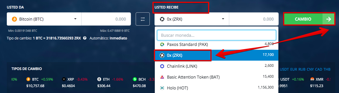 Cómo comprar 0x (ZRX)