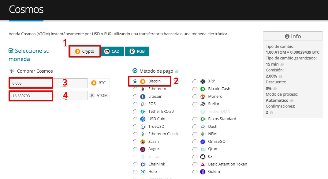 Cómo comprar Cosmos (ATOM)