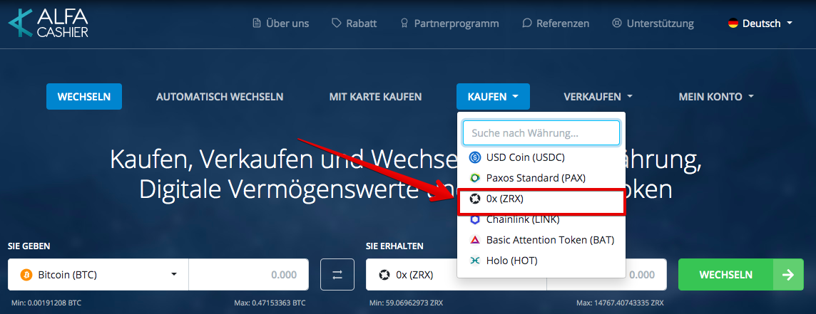 Wie kaufe ich 0x (ZRX)