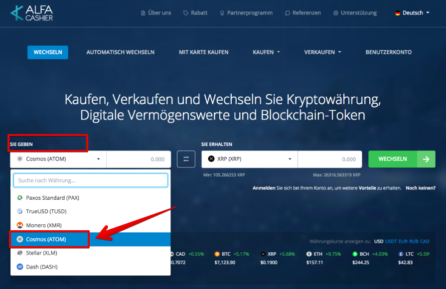 Wie verkauft man Cosmos (ATOM)