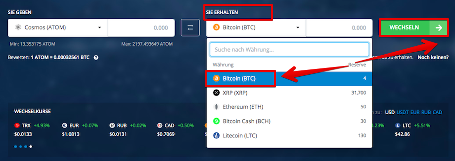 Wie verkauft man Cosmos (ATOM)