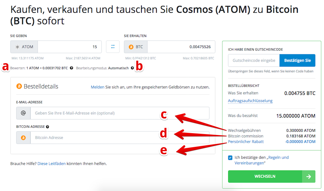 Wie verkauft man Cosmos (ATOM)