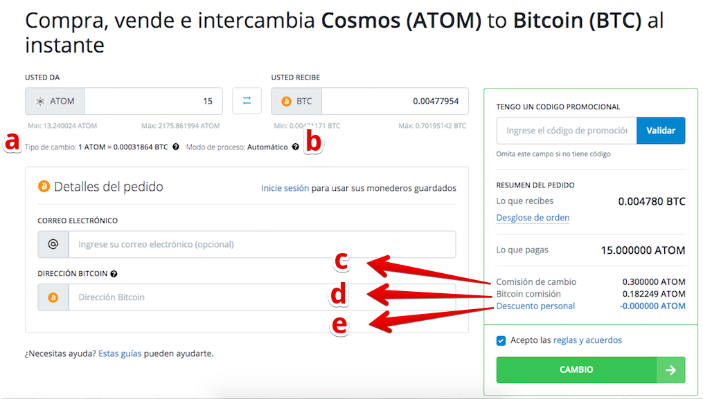 Cómo vender su Cosmos (ATOM)