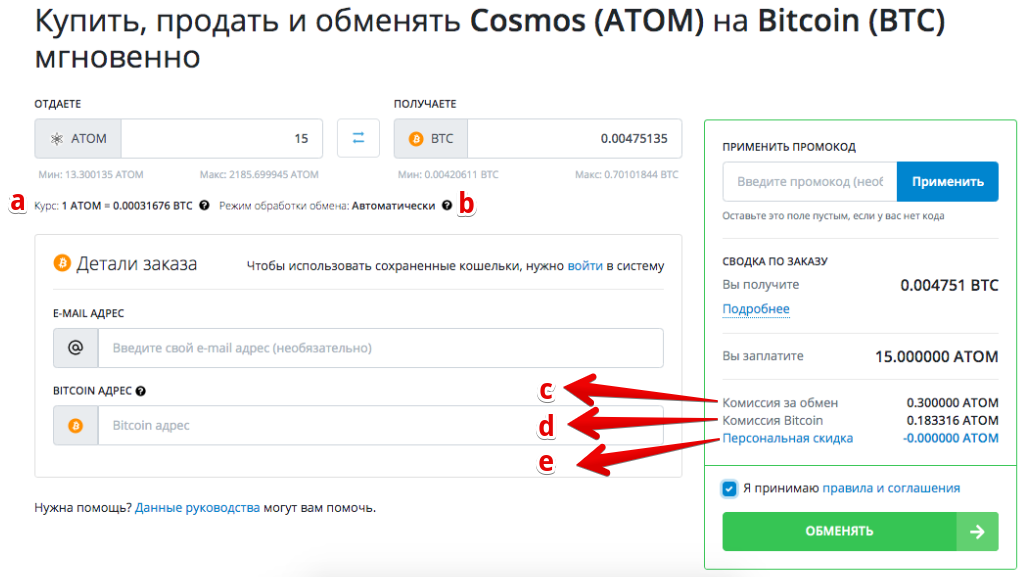 Как продать Cosmos (ATOM)