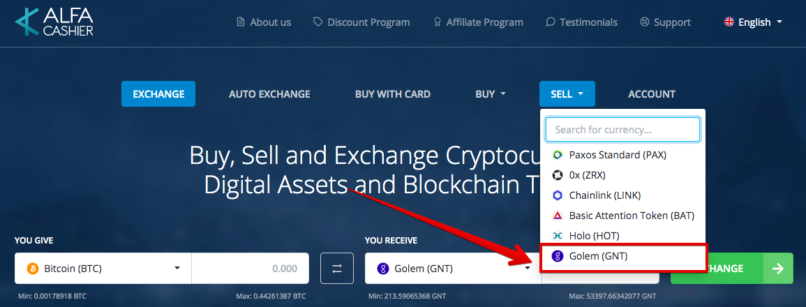 How to sell Golem (GNT)