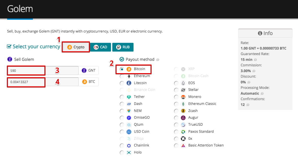 How to sell Golem (GNT)