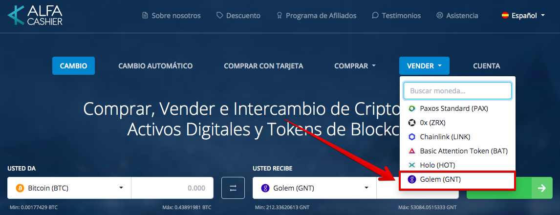 Cómo vender su Golem (GNT)