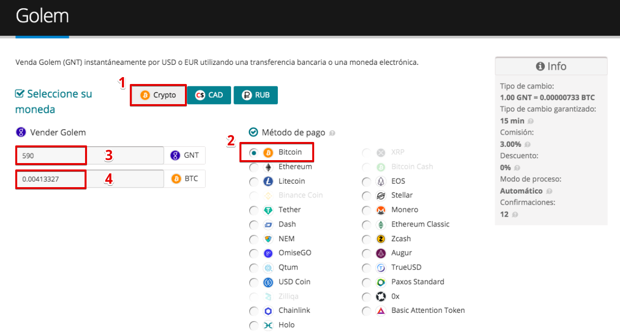 Cómo vender su Golem (GNT)