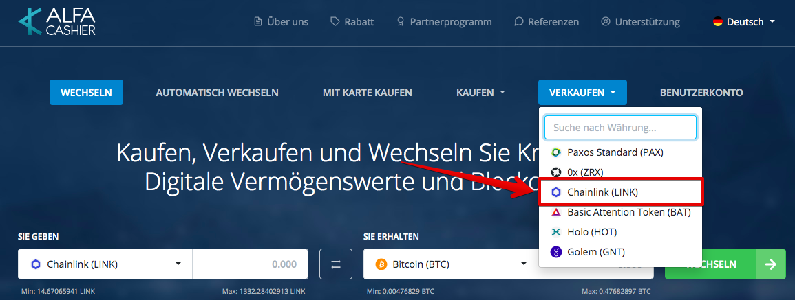 Wie verkauft man Chainlink (LINK)