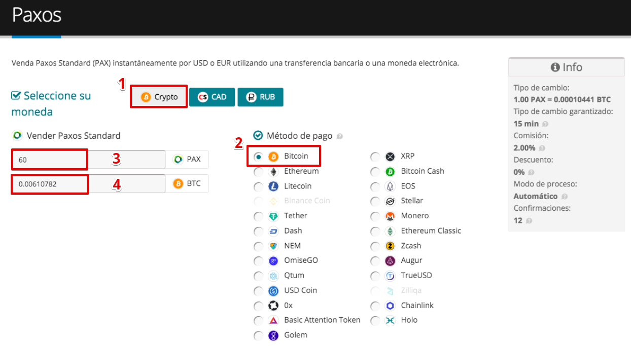 Cómo vender su Paxos Standard (PAX)