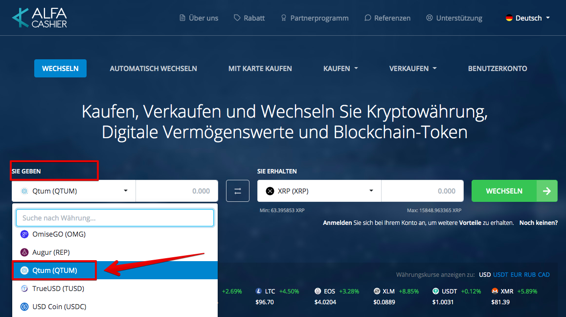 Wie verkauft man Qtum (QTUM)