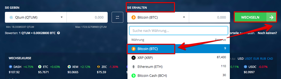 Wie verkauft man Qtum (QTUM)