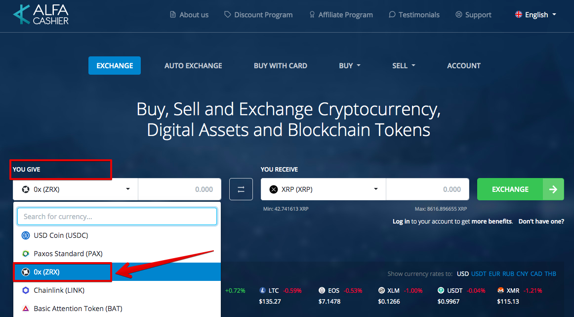 How to sell 0x (ZRX)