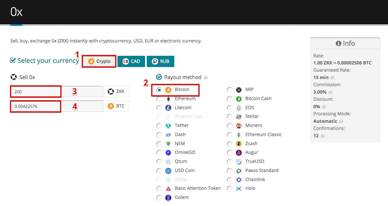 How to sell 0x (ZRX)