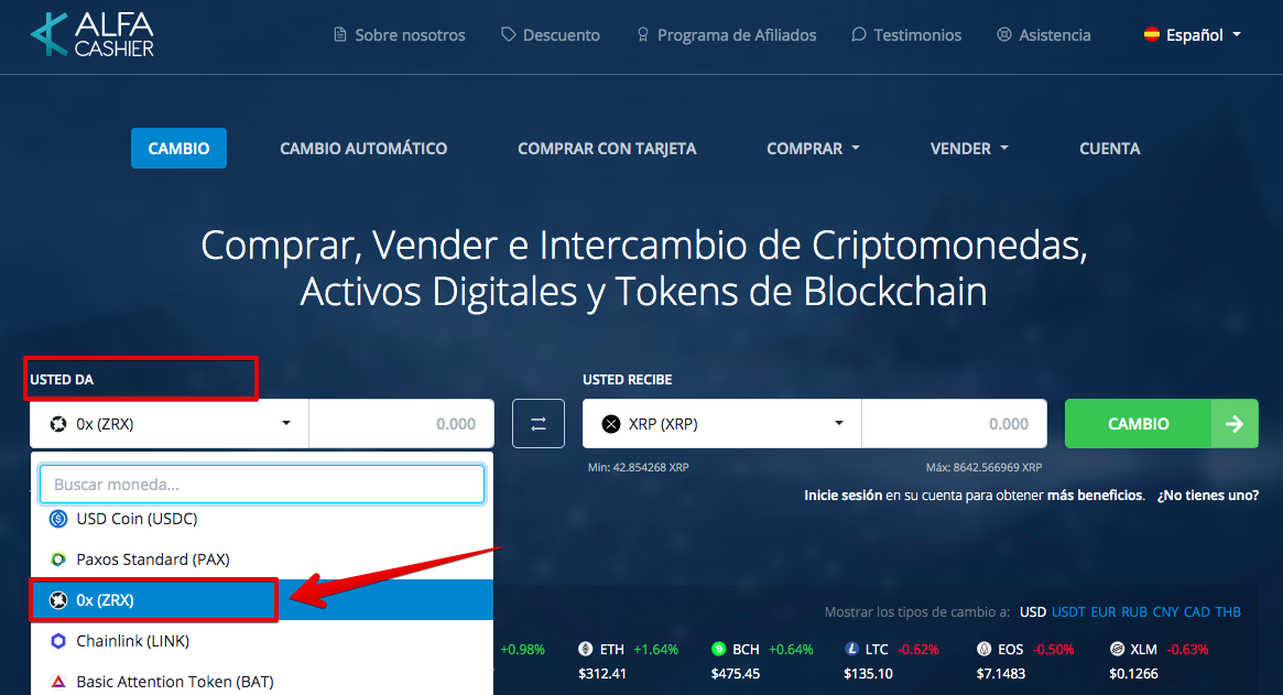 Cómo vender su 0x (ZRX)